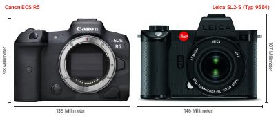 Größenvergleich: Canon EOS R5 vs. Leica SL2-S (Typ 9584) Größenvergleich: Canon EOS R5 vs. Leica SL2-S (Typ 9584)