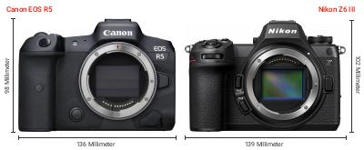 Größenvergleich: Canon EOS R5 vs. Nikon Z6 III Größenvergleich: Canon EOS R5 vs. Nikon Z6 III