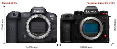 Größenvergleich: Canon EOS R5 vs. Panasonic Lumix DC-S1R II