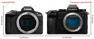 Größenvergleich: Canon EOS R50 vs. Panasonic Lumix DC-S5D Größenvergleich: Canon EOS R50 vs. Panasonic Lumix DC-S5D
