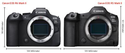 Größenvergleich: Canon EOS R6 Mark II vs. Canon EOS R5 Mark II Größenvergleich: Canon EOS R6 Mark II vs. Canon EOS R5 Mark II