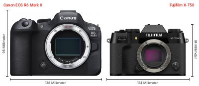 Größenvergleich: Canon EOS R6 Mark II vs. Fujifilm X-T50
