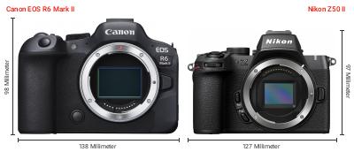 Größenvergleich: Canon EOS R6 Mark II vs. Nikon Z50 II Größenvergleich: Canon EOS R6 Mark II vs. Nikon Z50 II