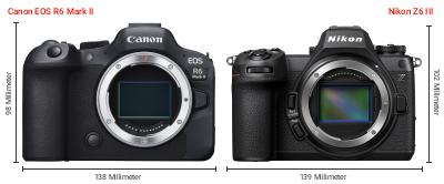 Größenvergleich: Canon EOS R6 Mark II vs. Nikon Z6 III Größenvergleich: Canon EOS R6 Mark II vs. Nikon Z6 III