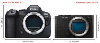 Größenvergleich: Canon EOS R6 Mark II vs. Panasonic Lumix DC-S9