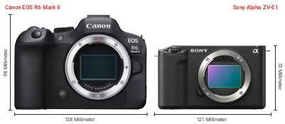 Größenvergleich: Canon EOS R6 Mark II vs. Sony Alpha ZV-E1