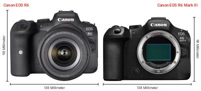 Größenvergleich: Canon EOS R6 vs. Canon EOS R6 Mark III Größenvergleich: Canon EOS R6 vs. Canon EOS R6 Mark III