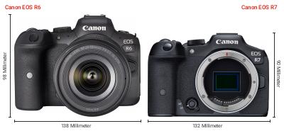Größenvergleich: Canon EOS R6 vs. Canon EOS R7 Größenvergleich: Canon EOS R6 vs. Canon EOS R7