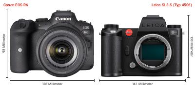 Größenvergleich: Canon EOS R6 vs. Leica SL3-S (Typ 4506) Größenvergleich: Canon EOS R6 vs. Leica SL3-S (Typ 4506)