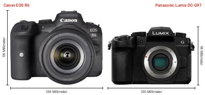 Größenvergleich: Canon EOS R6 vs. Panasonic Lumix DC-G97