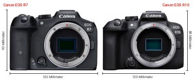 Größenvergleich: Canon EOS R7 vs. Canon EOS R10 Größenvergleich: Canon EOS R7 vs. Canon EOS R10