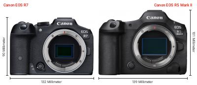 Größenvergleich: Canon EOS R7 vs. Canon EOS R5 Mark II