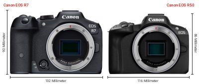 Größenvergleich: Canon EOS R7 vs. Canon EOS R50 Größenvergleich: Canon EOS R7 vs. Canon EOS R50