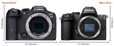 Größenvergleich: Canon EOS R7 vs. Nikon Z50 II Größenvergleich: Canon EOS R7 vs. Nikon Z50 II