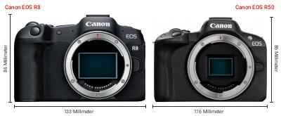 Größenvergleich: Canon EOS R8 vs. Canon EOS R50 Größenvergleich: Canon EOS R8 vs. Canon EOS R50