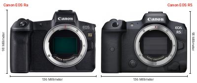 Größenvergleich: Canon EOS Ra vs. Canon EOS R5 Größenvergleich: Canon EOS Ra vs. Canon EOS R5