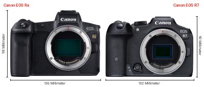 Größenvergleich: Canon EOS Ra vs. Canon EOS R7 Größenvergleich: Canon EOS Ra vs. Canon EOS R7