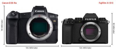 Größenvergleich: Canon EOS Ra vs. Fujifilm X-S10 Größenvergleich: Canon EOS Ra vs. Fujifilm X-S10