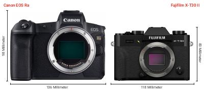 Größenvergleich: Canon EOS Ra vs. Fujifilm X-T30 II Größenvergleich: Canon EOS Ra vs. Fujifilm X-T30 II