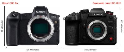 Größenvergleich: Canon EOS Ra vs. Panasonic Lumix DC-GH6 Größenvergleich: Canon EOS Ra vs. Panasonic Lumix DC-GH6