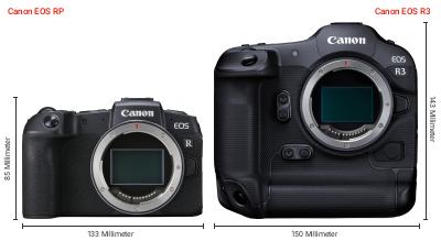 Größenvergleich: Canon EOS RP vs. Canon EOS R3 Größenvergleich: Canon EOS RP vs. Canon EOS R3
