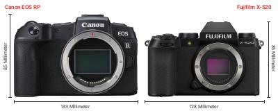 Größenvergleich: Canon EOS RP vs. Fujifilm X-S20