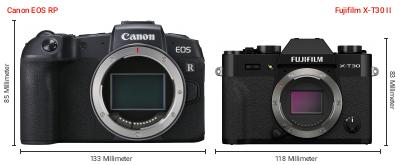 Größenvergleich: Canon EOS RP vs. Fujifilm X-T30 II Größenvergleich: Canon EOS RP vs. Fujifilm X-T30 II