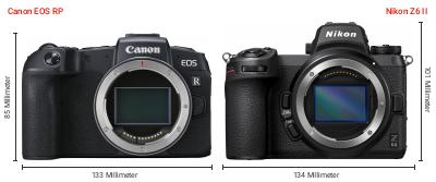 Größenvergleich: Canon EOS RP vs. Nikon Z6 II Größenvergleich: Canon EOS RP vs. Nikon Z6 II