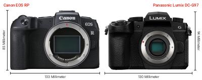 Größenvergleich: Canon EOS RP vs. Panasonic Lumix DC-G97 Größenvergleich: Canon EOS RP vs. Panasonic Lumix DC-G97