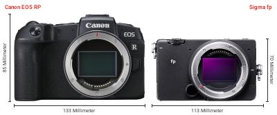 Größenvergleich: Canon EOS RP vs. Sigma fp Größenvergleich: Canon EOS RP vs. Sigma fp