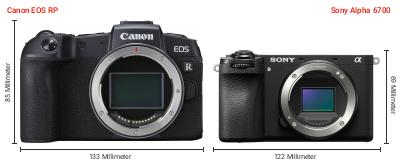 Größenvergleich: Canon EOS RP vs. Sony Alpha 6700 Größenvergleich: Canon EOS RP vs. Sony Alpha 6700