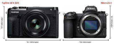 Größenvergleich: Fujifilm GFX 50R vs. Nikon Z6 II Größenvergleich: Fujifilm GFX 50R vs. Nikon Z6 II