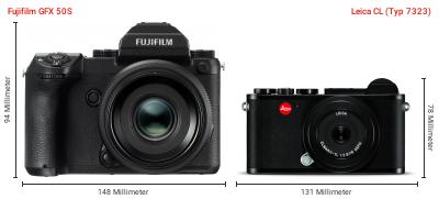 Größenvergleich: Fujifilm GFX 50S vs. Leica CL (Typ 7323) Größenvergleich: Fujifilm GFX 50S vs. Leica CL (Typ 7323)