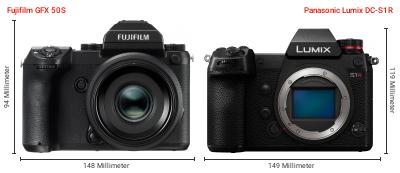 Größenvergleich: Fujifilm GFX 50S vs. Panasonic Lumix DC-S1R Größenvergleich: Fujifilm GFX 50S vs. Panasonic Lumix DC-S1R