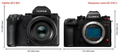 Größenvergleich: Fujifilm GFX 50S vs. Panasonic Lumix DC-S1R II