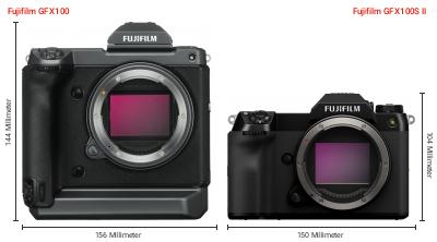Größenvergleich: Fujifilm GFX100 vs. Fujifilm GFX100S II