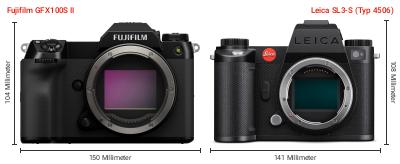 Größenvergleich: Fujifilm GFX100S II vs. Leica SL3-S (Typ 4506) Größenvergleich: Fujifilm GFX100S II vs. Leica SL3-S (Typ 4506)