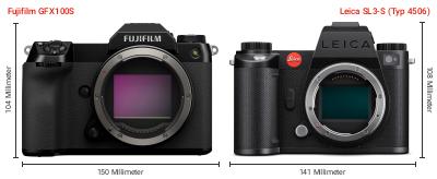 Größenvergleich: Fujifilm GFX100S vs. Leica SL3-S (Typ 4506) Größenvergleich: Fujifilm GFX100S vs. Leica SL3-S (Typ 4506)