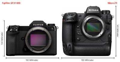 Größenvergleich: Fujifilm GFX100S vs. Nikon Z9 Größenvergleich: Fujifilm GFX100S vs. Nikon Z9