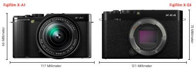 Größenvergleich: Fujifilm X-A1 vs. Fujifilm X-E4