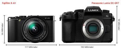 Größenvergleich: Fujifilm X-A1 vs. Panasonic Lumix DC-G97