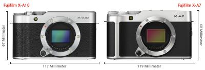Größenvergleich: Fujifilm X-A10 vs. Fujifilm X-A7