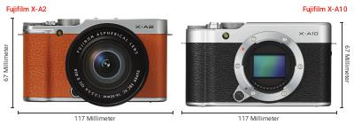 Größenvergleich: Fujifilm X-A2 vs. Fujifilm X-A10