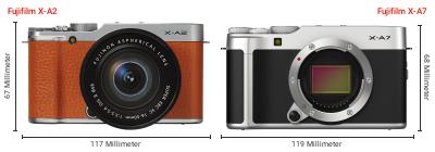 Größenvergleich: Fujifilm X-A2 vs. Fujifilm X-A7