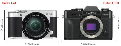 Größenvergleich: Fujifilm X-A3 vs. Fujifilm X-T30