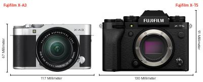 Größenvergleich: Fujifilm X-A3 vs. Fujifilm X-T5