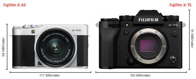 Größenvergleich: Fujifilm X-A5 vs. Fujifilm X-T5