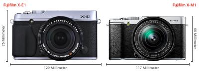 Größenvergleich: Fujifilm X-E1 vs. Fujifilm X-M1 Größenvergleich: Fujifilm X-E1 vs. Fujifilm X-M1