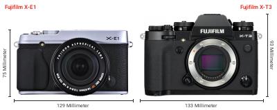 Größenvergleich: Fujifilm X-E1 vs. Fujifilm X-T3