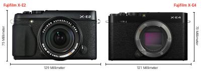 Größenvergleich: Fujifilm X-E2 vs. Fujifilm X-E4 Größenvergleich: Fujifilm X-E2 vs. Fujifilm X-E4
